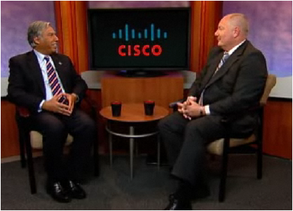 President Mo Qayoumi and Dr. Greg Mathison, Global Solutions Manager at Cisco